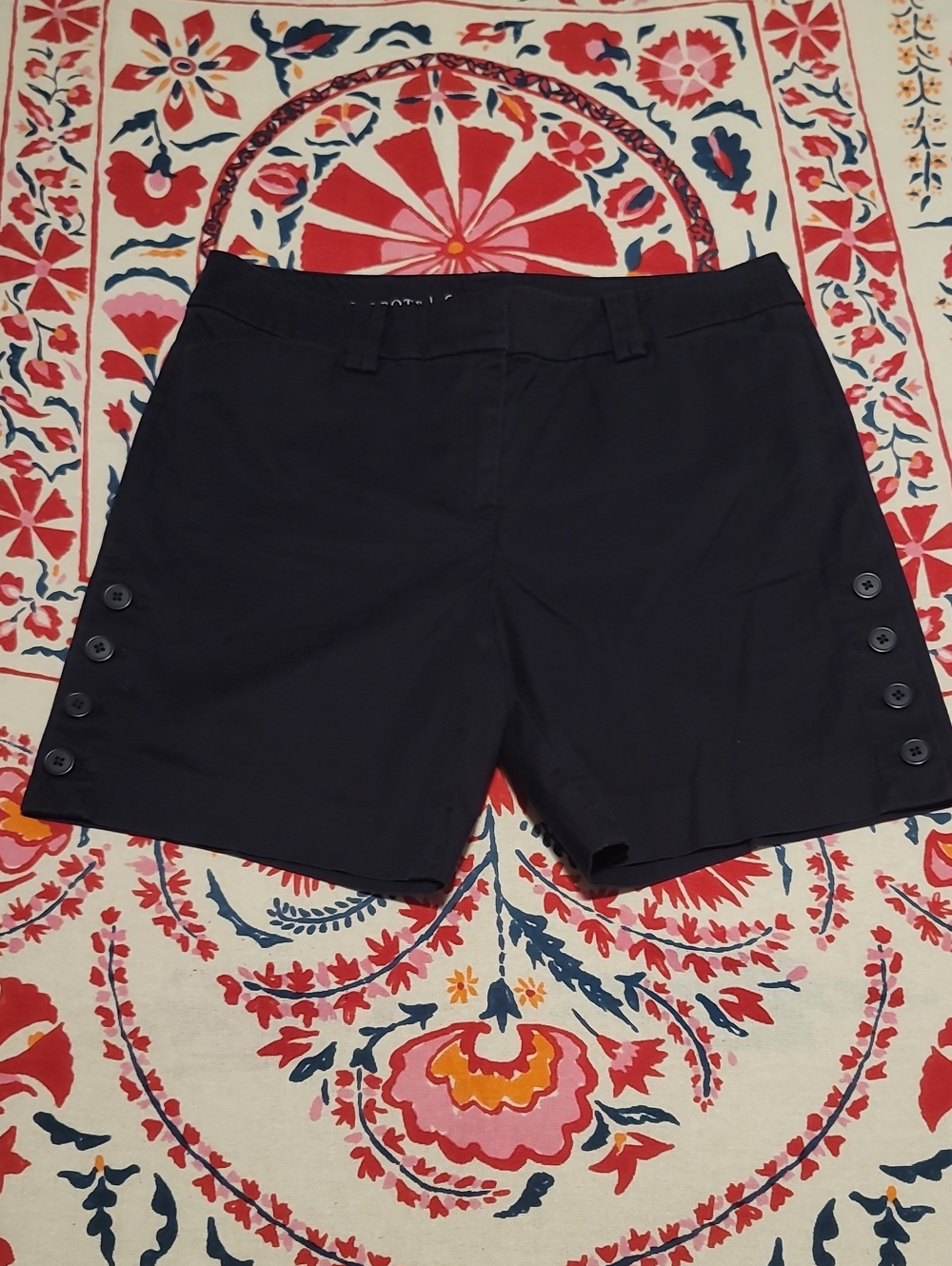 Talbots Black Nautical Button-Accent Classic Bermuda Shorts